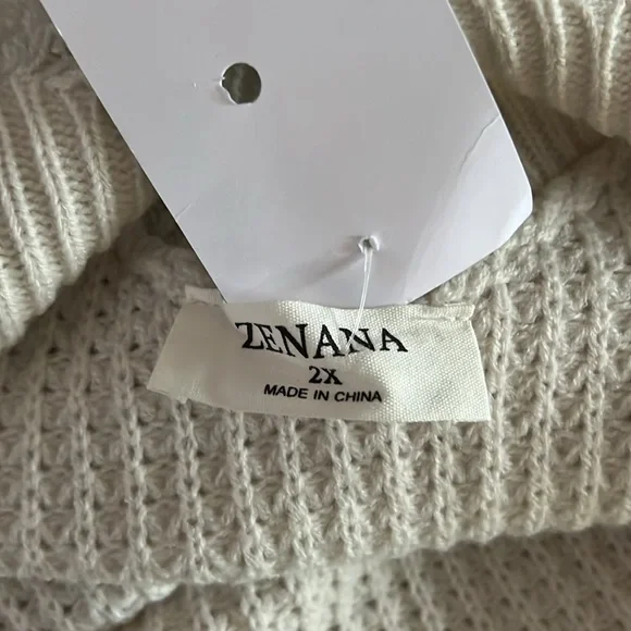 Zenana distresses v neck waffle knit sweater 2X - Picture 9 of 9